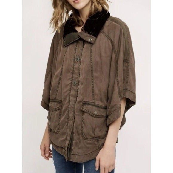Anthropologie Jackets & Blazers - Anthropologie‎ Hei Hei Brown Button Up Cape Coat 3/4 Sleeve Woman's XS